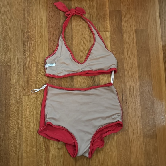 Calvin Klein vintage bikini in red, size 8. Tie top. High waisted. Some wear. - Picture 4 of 4